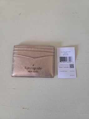 kate spade metallic rose gold cardholder